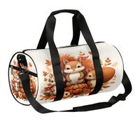 Mexpekil Duffel Bag with Shoe Compartment, Waterproof Cute Squirrel Pumpkin Fall Maple Leaves Travel Backpack for Fitness Gym Weekend Trips