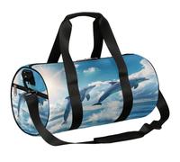 Mexpekil Duffel Bag with Shoe Compartment, Waterproof Dolphins Soaring Above Sea Level Animal Travel Backpack for Fitness Gym Weekend Trips