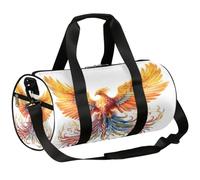 Mexpekil Duffel Bag with Shoe Compartment, Waterproof Golden Fire Phoenix Travel Backpack for Fitness Gym Weekend Trips