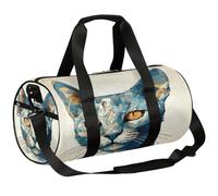 Mexpekil Duffel Bag with Shoe Compartment, Waterproof Handsome Cat Techno Travel Backpack for Fitness Gym Weekend Trips