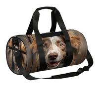 Mexpekil Duffel Bag with Shoe Compartment, Waterproof Handsome Dog Wearing Sunglasses in Sunflower Bush Travel Backpack for Fitness Gym Weekend Trips