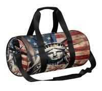 Mexpekil Duffel Bag with Shoe Compartment, Waterproof Statue of Liberty American Flag Patriotism Travel Backpack for Fitness Gym Weekend Trips