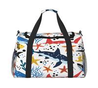 Mexpekil Duffle Bag Colorful Sea Shark Starfish Travel Duffel Bag Mens Womens Sports Weekend Overnight Gym Holdall Carry on Bag
