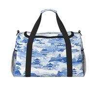 Mexpekil Duffle Bag Japanese Japan Blue Ink Architecture Scence Travel Duffel Bag Mens Womens Sports Weekend Overnight Gym Holdall Carry on Bag