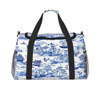 Mexpekil Duffle Bag Japanese Japan Blue Ink Architecture Travel Duffel Bag Mens Womens Sports Weekend Overnight Gym Holdall Carry on Bag