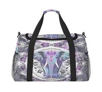 Mexpekil Duffle Bag Purple Indian Mandala Elephant Travel Duffel Bag Mens Womens Sports Weekend Overnight Gym Holdall Carry on Bag