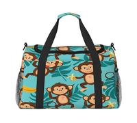 Mexpekil Duffle Bag Tropical Palm Leaves Monkey Banana Travel Duffel Bag Mens Womens Sports Weekend Overnight Gym Holdall Carry on Bag