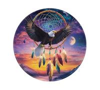 Mexpekil Eagle Flying Deamcatcher Mountains Mouse Pad with Non-Slip Rubber Base Gaming Mouse Mat Small Round Mousepad with Stitched Edg Desk Accessories for Working Gaming 8 Inch