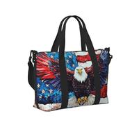 Mexpekil Eagle with Flag Travel Duffel Bag Waterproof Sports Gym Bag Large Weekend Overnight Bags for Women Men Foldable Carry On Luggage Tote Bags for Flight