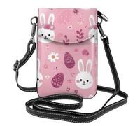 Mexpekil Easter Bunnies Eggs Flowers Leather Cross Body Bag for Women Crossbody Phone Pouch Waterproof Mobile Phone Purse Wallet Small Ladies Handbags with Removable Strap