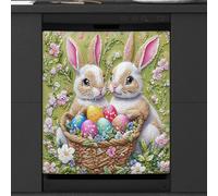 Mexpekil Easter Bunny Couple Eggs Dishwasher Magnet Cover | 23x26inch Reusable Dish Washer Covers Decorative Dishwasher Front Panel Magnetic Cover Sticker for Kitchen Appliances