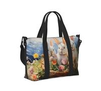 Mexpekil Easter Bunny Cute Travel Duffel Bag Waterproof Sports Gym Bag Large Weekend Overnight Bags for Women Men Foldable Carry On Luggage Tote Bag for Flight