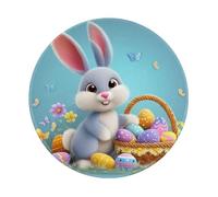 Mexpekil Easter Bunny with Basket Mouse Pad with Non-Slip Rubber Base Gaming Mouse Mat Small Round Mousepad with Stitched Edg Desk Accessories for Working Gaming 8 Inch