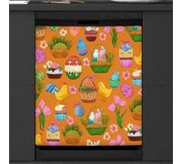 Mexpekil Easter Egg Bunnies Baskets Dishwasher Magnet Cover | 23x26inch Reusable Dish Washer Covers Decorative Dishwasher Front Panel Magnetic Cover Sticker for Kitchen Appliances