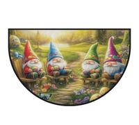 Mexpekil Easter Landscape Half Moon Door Mat Indoor Outdoor Non Slip Area Rug Washable Half Circle Floor Mat Absorbent Dirt Trapper Half Round Rugs 100x160cm