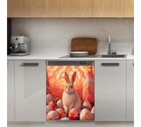 Mexpekil Easter Rabbit Art Egg Dishwasher Magnet Cover 21x26Inch Decorative Dish Washer Sticker for Front Door Waterproof Kitchen Appliance Panel Magnetic Decal