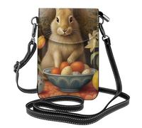 Mexpekil Easter Rabbit Floral Egg Leather Cross Body Bag for Women Crossbody Phone Pouch Waterproof Mobile Phone Purse Wallet Small Ladies Handbags with Removable Strap