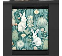 Mexpekil Easter Rabbits Green Plants Dishwasher Magnet Cover 21x26Inch Decorative Dish Washer Sticker for Front Door Waterproof Kitchen Appliance Panel Magnetic Decal