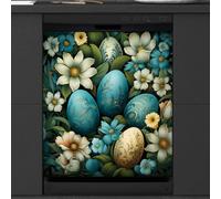Mexpekil Easter Teal Egg Flowers Dishwasher Magnet Cover | Reusable Dish Washer Covers Decorative Dishwasher Front Panel Magnetic Cover Sticker for Kitchen Appliances 21x26inch