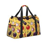 Mexpekil Eggplants Tomatoes Onions Duffel Bag Large Carry On Hand Luggage Bags Waterproof Weekender Bags Foldable Tote Bag for Travel Sports Gym Dance