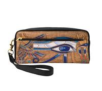 Mexpekil Egypt Pattern Pencil Case Egyptian Horus Eye Travel Makeup Pouch Pen Bag Holder Purse Leather Cosmetic Makeup Brush Bag Stationery Box for Kids Girls Boy School Office Supplies