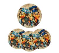 Mexpekil Egyptian Art Style Ancient Pharaohs Placemats Set of 4 Heat Resistant Round Table Mats Woven Placemats for Dining Table Kitchen, 38 cm