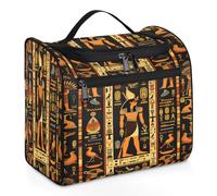 Mexpekil Egyptian Egypt Hieroglyphs Hanging Toiletry Bag for Women Men Large Waterproof Makeup Cosmetic Wash Bag for Travel