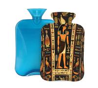 Mexpekil Egyptian Egypt Hieroglyphs Hot Water Bottle with Cover, 2L PVC Hot Water Bag for Pain Relief, Feet, Back, Warmth