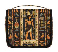 Mexpekil Egyptian Egypt Hieroglyphs Toiletry Bag for Women Men Ladies, Waterproof Hanging Travel Wash Bag with Hook, Cosmetic Makeup Bag Organiser