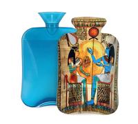 Mexpekil Egyptian Egypt Papyrus Women Hot Water Bottle with Cover, 2L PVC Hot Water Bag for Pain Relief, Feet, Back, Warmth