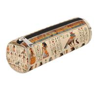 Mexpekil Egyptian Hieroglyphs Egypt Themed Pencil Case Pen Bag Marker Pouch for Kids Boys Girls Cylinder Round Pencil Cases for School Supplies Organiser