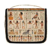 Mexpekil Egyptian Hieroglyphs Egypt Themed Toiletry Bag for Women Men Ladies, Waterproof Hanging Travel Wash Bag with Hook, Cosmetic Makeup Bag Organiser