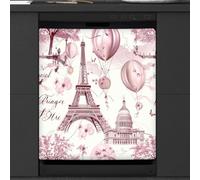 Mexpekil Eiffel Tower Balloon Dishwasher Magnet Cover 21x26Inch Decorative Dish Washer Sticker for Front Door Waterproof Kitchen Appliance Panel Magnetic Decal