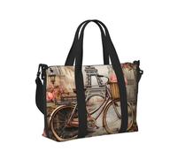 Mexpekil Eiffel Tower Bicycle Travel Duffel Bag Waterproof Sports Gym Bag Large Weekend Overnight Bags for Women Men Foldable Carry On Luggage Tote Bag for Flight