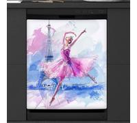 Mexpekil Eiffel Tower Girl Dishwasher Magnet Cover 21x26Inch Decorative Dish Washer Sticker for Front Door Waterproof Kitchen Appliance Panel Magnetic Decal