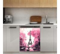 Mexpekil Eiffel Tower In Paris Dishwasher Magnet Cover 21x26Inch Decorative Dish Washer Sticker for Front Door Waterproof Kitchen Appliance Panel Magnetic Decal