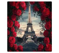 Mexpekil Eiffel Tower Red Roses Dishwasher Magnet Cover 21x26Inch Decorative Dish Washer Sticker for Front Door Waterproof Kitchen Appliance Panel Magnetic Decal