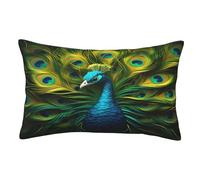 Mexpekil Elegant Peacock Bird Art Pillow Cases 40x60cm, Throw Pillow Cover With Hidden Zipper Soft Rectangle Cushion Covers For Bed Living Room Sofa Couch Bench Decor