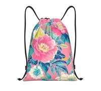 Mexpekil Elegant Pink Wild Rose Drawstring Bags PE Bag Waterproof Swimming Bag Small Gym String Bags