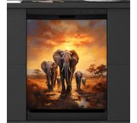 Mexpekil Elephant Migration Dishwasher Magnet Cover 21x26Inch Decorative Dish Washer Sticker for Front Door Waterproof Kitchen Appliance Panel Magnetic Decal