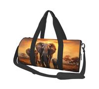 Mexpekil Elephant Migration Foldable Gym Bag Carry On Travel Duffle Bags Waterproof Woman Men Hand Luggage Bag Large Weekend Overnight Bags for Sports Dance with Removable Strap