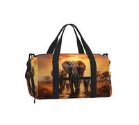 Mexpekil Elephant Migration Gym Bag with Shoe Compartment Waterproof Duffel Bag Large Overnight Weekend Bags Travel Holdall for Women Men Teens