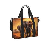 Mexpekil Elephant Migration Travel Duffel Bag Waterproof Sports Gym Bag Large Weekend Overnight Bags for Women Men Foldable Carry On Luggage Tote Bag for Flight