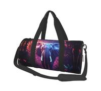 Mexpekil Elephant Purple Foldable Gym Bag Carry On Travel Duffle Bags Waterproof Woman Men Hand Luggage Bag Large Weekend Overnight Bags for Sports Dance with Removable Strap