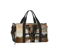 Mexpekil Elephant Walking Gym Bag with Shoe Compartment Waterproof Duffel Bag Large Overnight Weekend Bags Travel Holdall for Women Men Teens