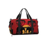 Mexpekil Elephants Sunset Gym Bag with Shoe Compartment Waterproof Duffel Bag Large Overnight Weekend Bags Travel Holdall for Women Men Teens