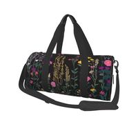 Mexpekil Embroidered Wild Flowers Foldable Gym Bag Carry On Travel Duffle Bags Waterproof Woman Men Hand Luggage Bag Large Weekend Overnight Bags for Sports Dance with Removable Strap