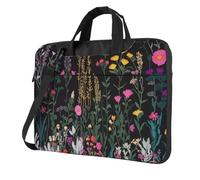 Mexpekil Embroidered Wild Flowers Laptop Bag for Women Men 14 Inch Portable Laptop Case Sleeve with Shoulder Strap Computer Carrying Case Messenger Bags for Business Travel College