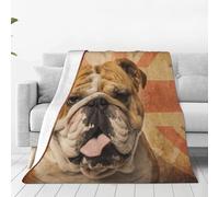 Mexpekil English Bulldog Dog Vintage British Flag Throw Blanket, Soft Warm Fleece Blanket Fluffy Plush Flannel Blanket For Bed Sofa Couch Home 150x200cm