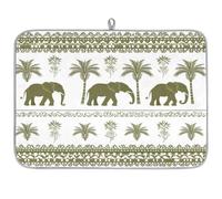Mexpekil Ethnic African Elephant Coconut Tree Dish Drying Mat 18x24 in, Absorbent Kitchen Counter Mats Dish Drainer Pad, Quick Dry Coffee Bar Mat